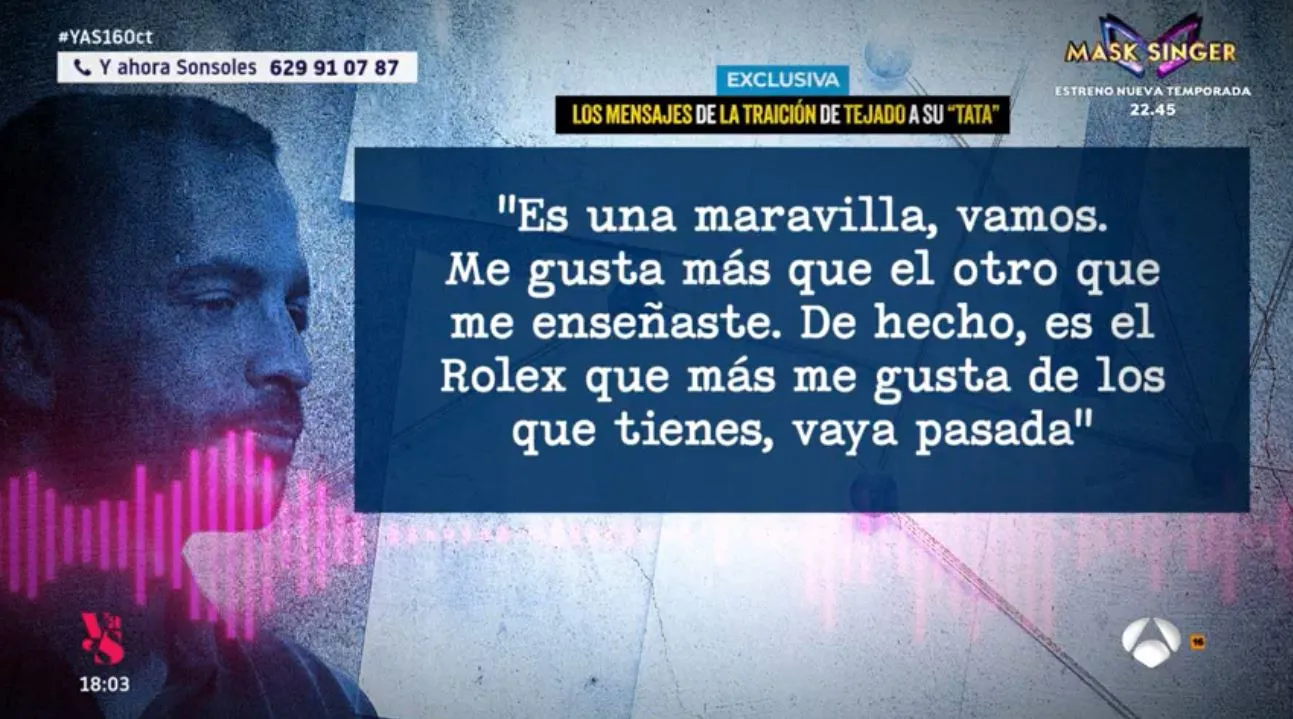 Los mensajes de Antonio Tejado a María del Monte en 'Y ahora, Sonsoles'.