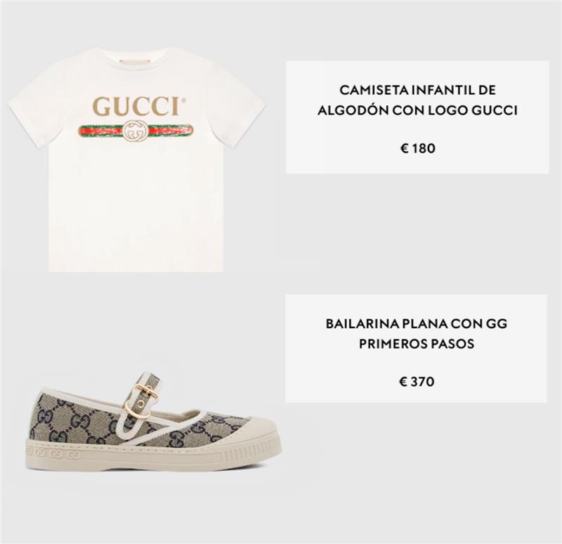 Las prendenas de las niñas. GUCCI