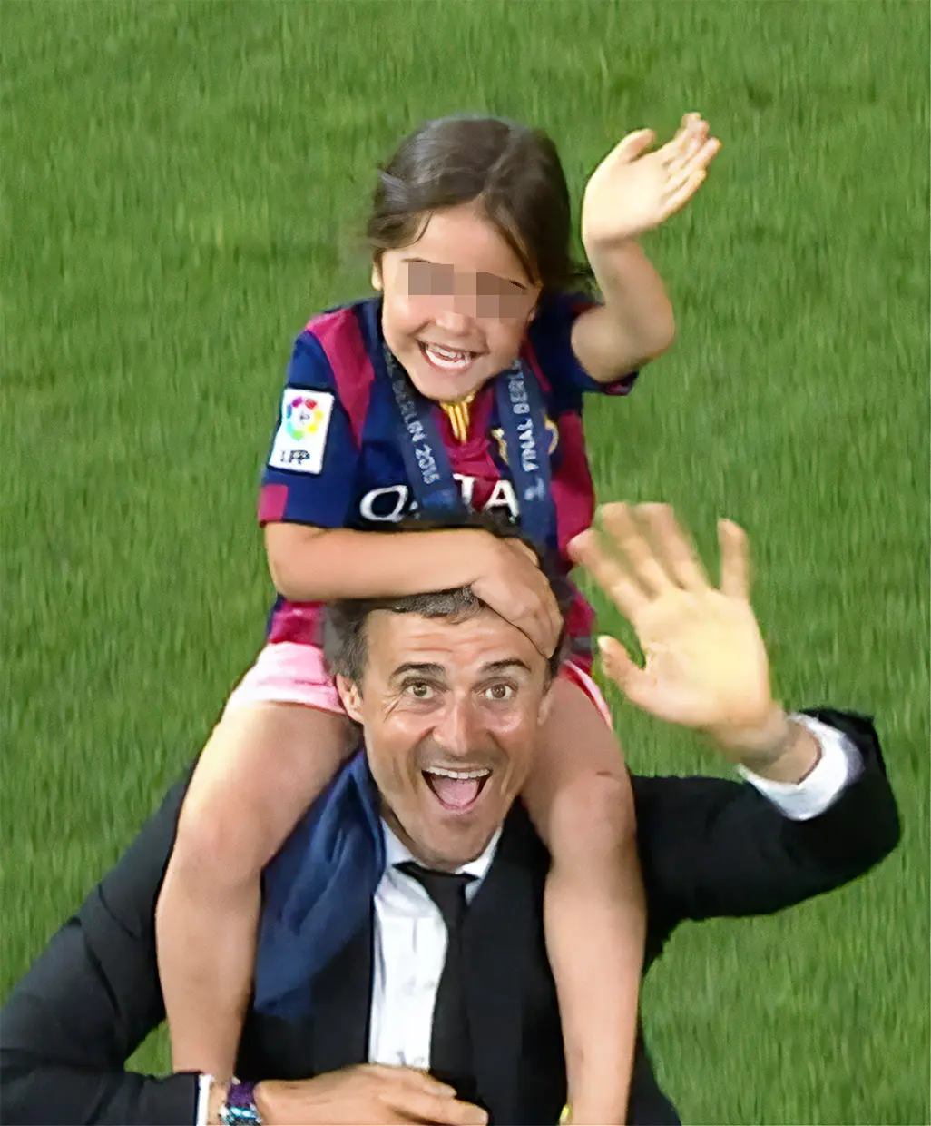 Luis Enrique con su hija cuando entrenaba al Barça.