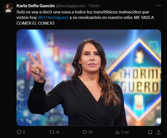 Karla Sofía Gascón en El Hormiguero