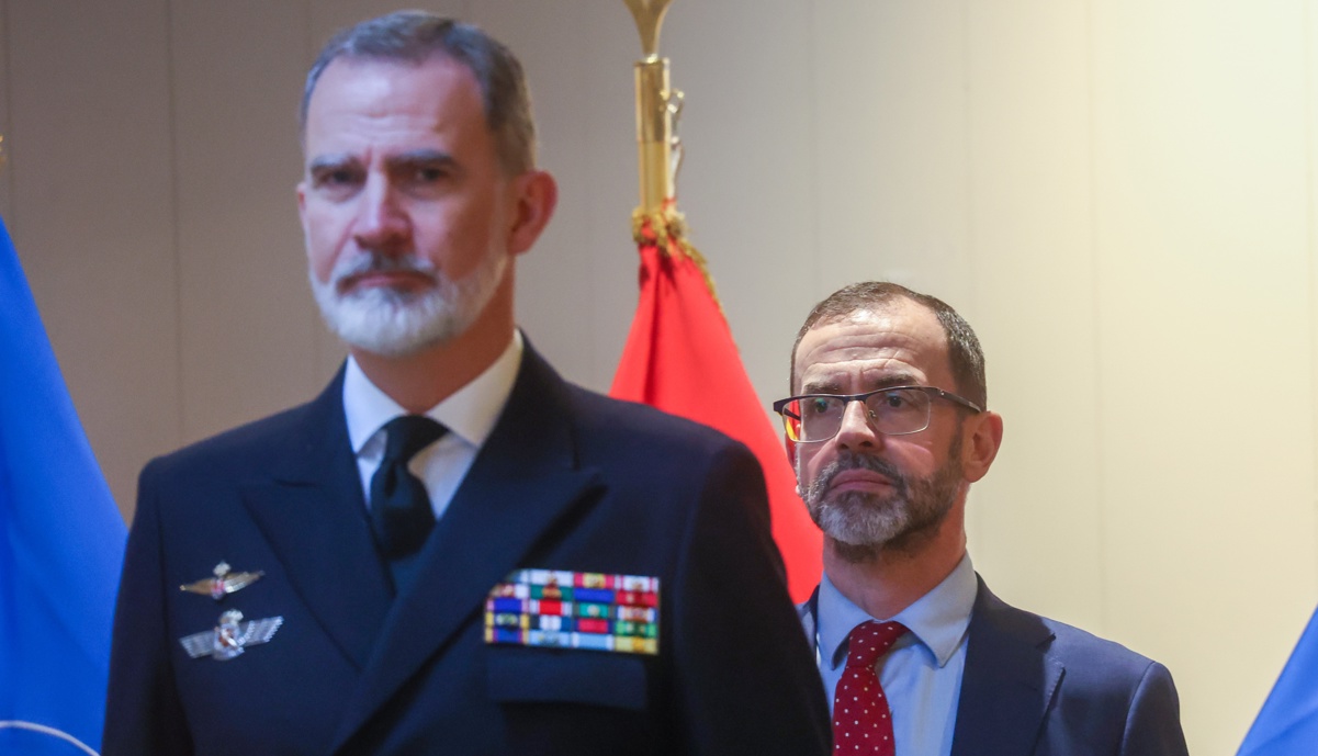 Felipe VI y Camilo Villarino en el Cuartel General de la OTAN.