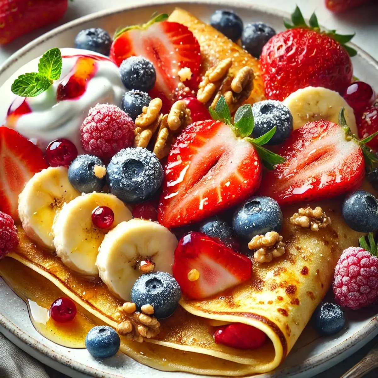 crepes de fruta con nueces