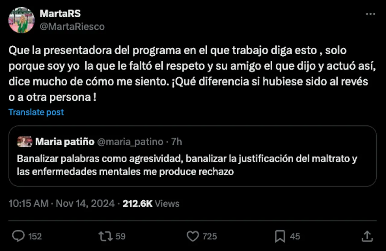 Tweet de Marta Riesco.