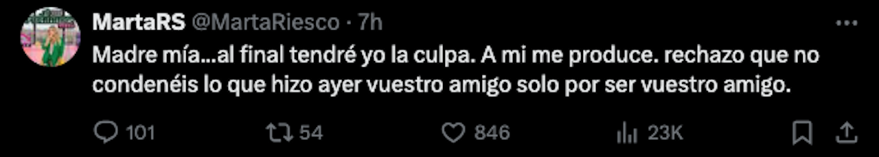 Tweet de Marta Riesco.