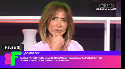 María Patiño en Ni que fuéramos dando una exclusiva con cara de duda