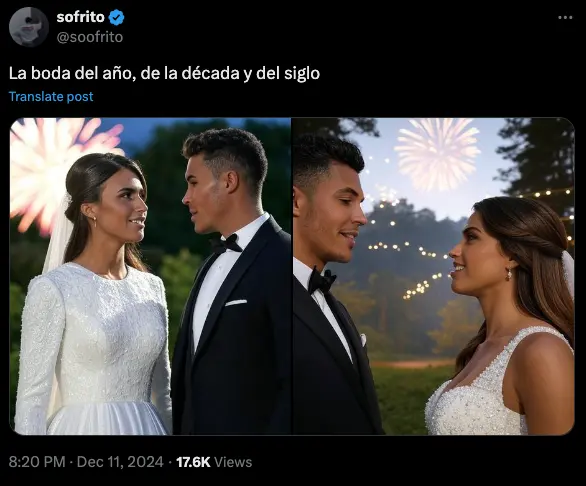 La boda de Sofía Suescun y Kiko Jiménez, creado con IA.