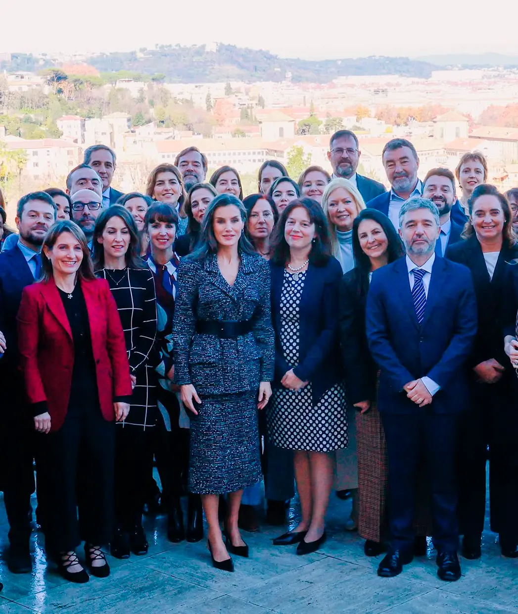 Letizia en Nápoles durante su encuentro con el personal español que trabaja en la FAO, Organización de las Naciones Unidas para la Alimentación.