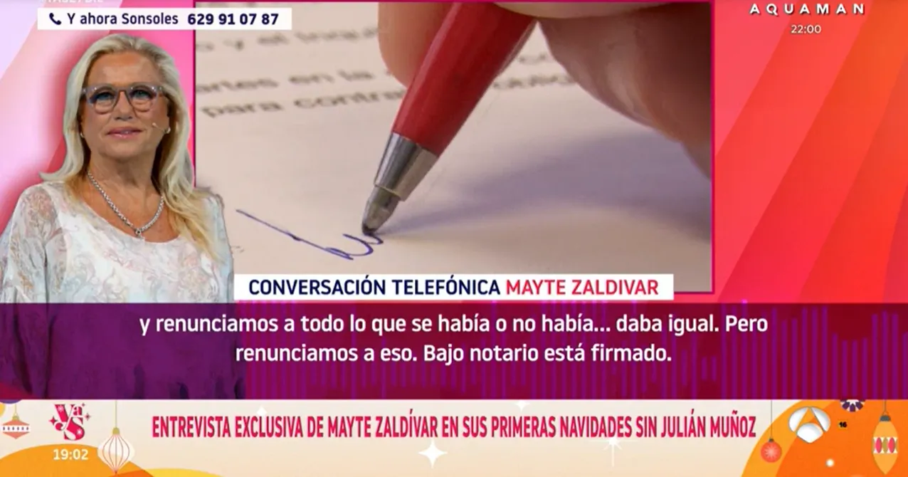 Y ahora Sonsoles pone la llamada de Mayte Zaldívar con Paloma García Pelayo