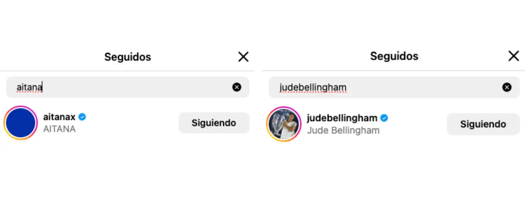 Aitana y Jude Bellingham se siguen mutuamente en Instagram.