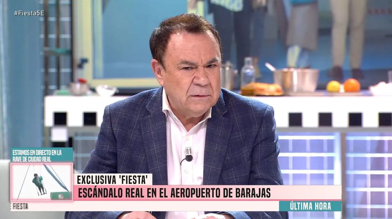 Juan Luis Galiacho habla en 'Fiesta' de la bronca de Victoria Federica en Barajas.