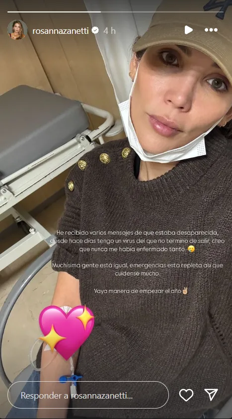 Rosanna Zanetti en enero desde el hospital