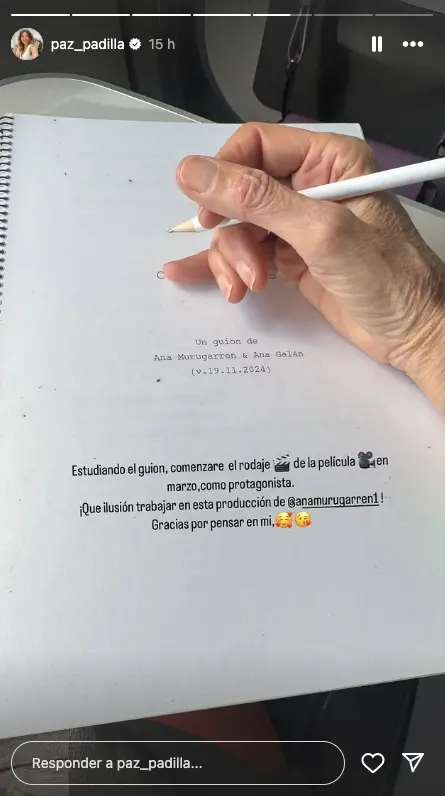 Historia de instagram de Paz Padilla.