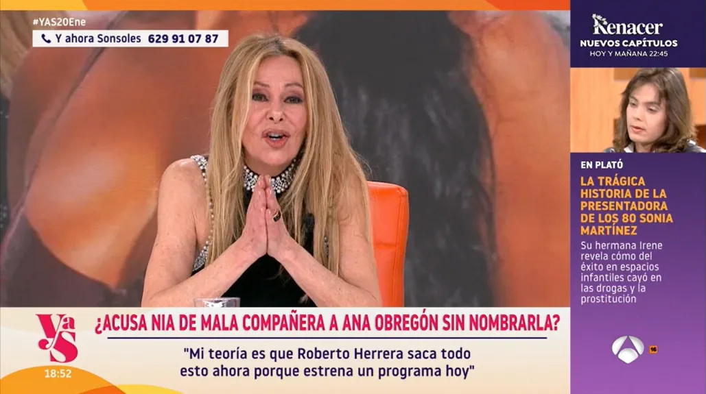 Ana Obregón en 'Y ahora Sonsoles' hablando de la polémica con Nia Correia