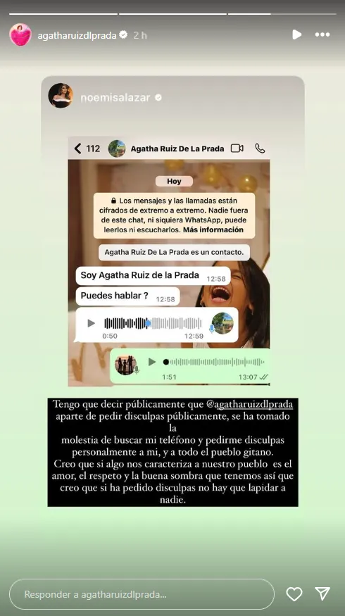 Noemí Salazar perdona públicamente a Agatha Ruiz de la Prada tras hacer un comentario racista en 'Fiesta'