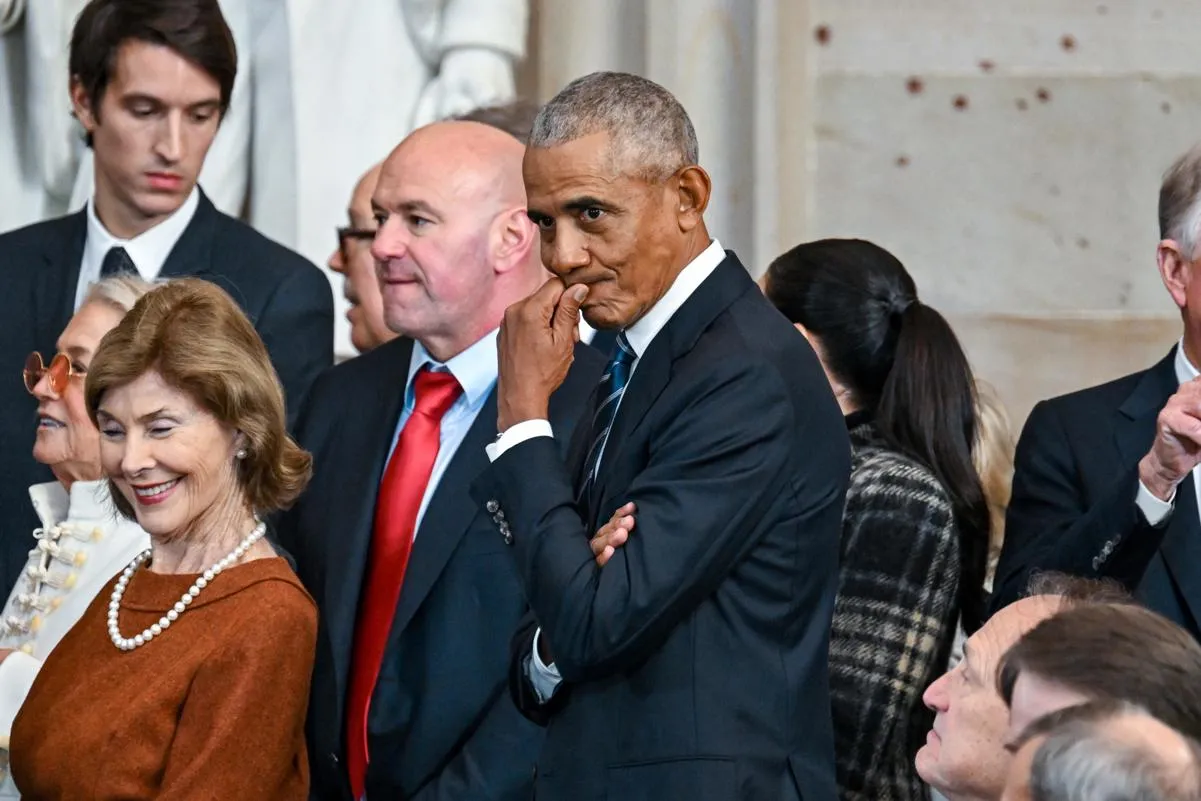 Barack Obama en la toma de posesión de Donald Trump.