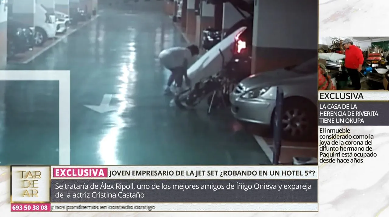 Álex Ripoll, mejor amigo de Íñigo Onieva, robando (presuntamente) en un hotel.
Foto: TardeAR.