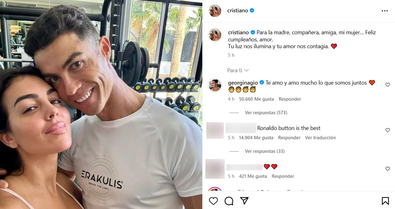 Cristiano felicita a Georgina en su 31 cumpleaños