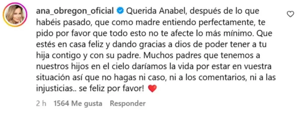 El mensaje de Ana Obregón en el comunicado de Anabel Pantoja.