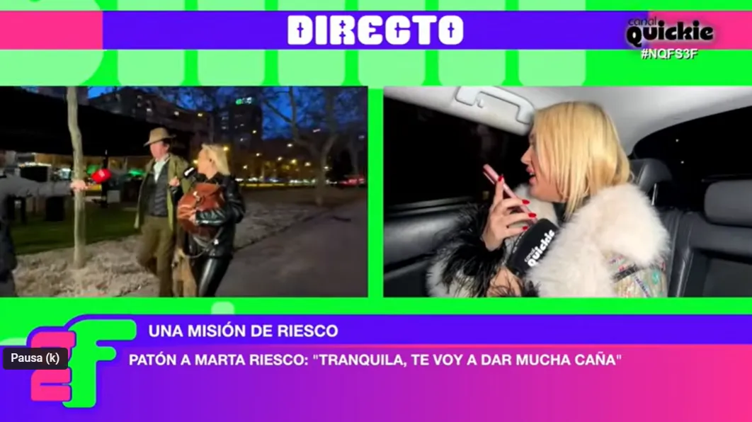 Patón hablando por teléfono con Marta Riesco en Ni que fuéramos