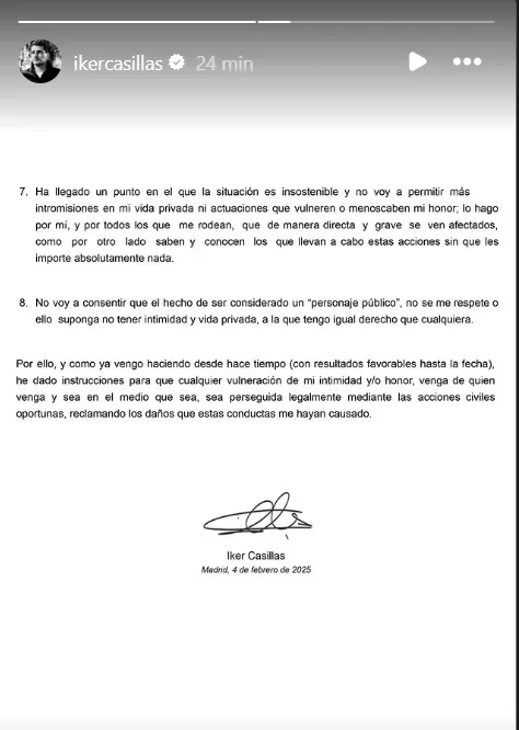 Comunicado de Iker Casillas tras las apariciones en TV de Claudia Bavel