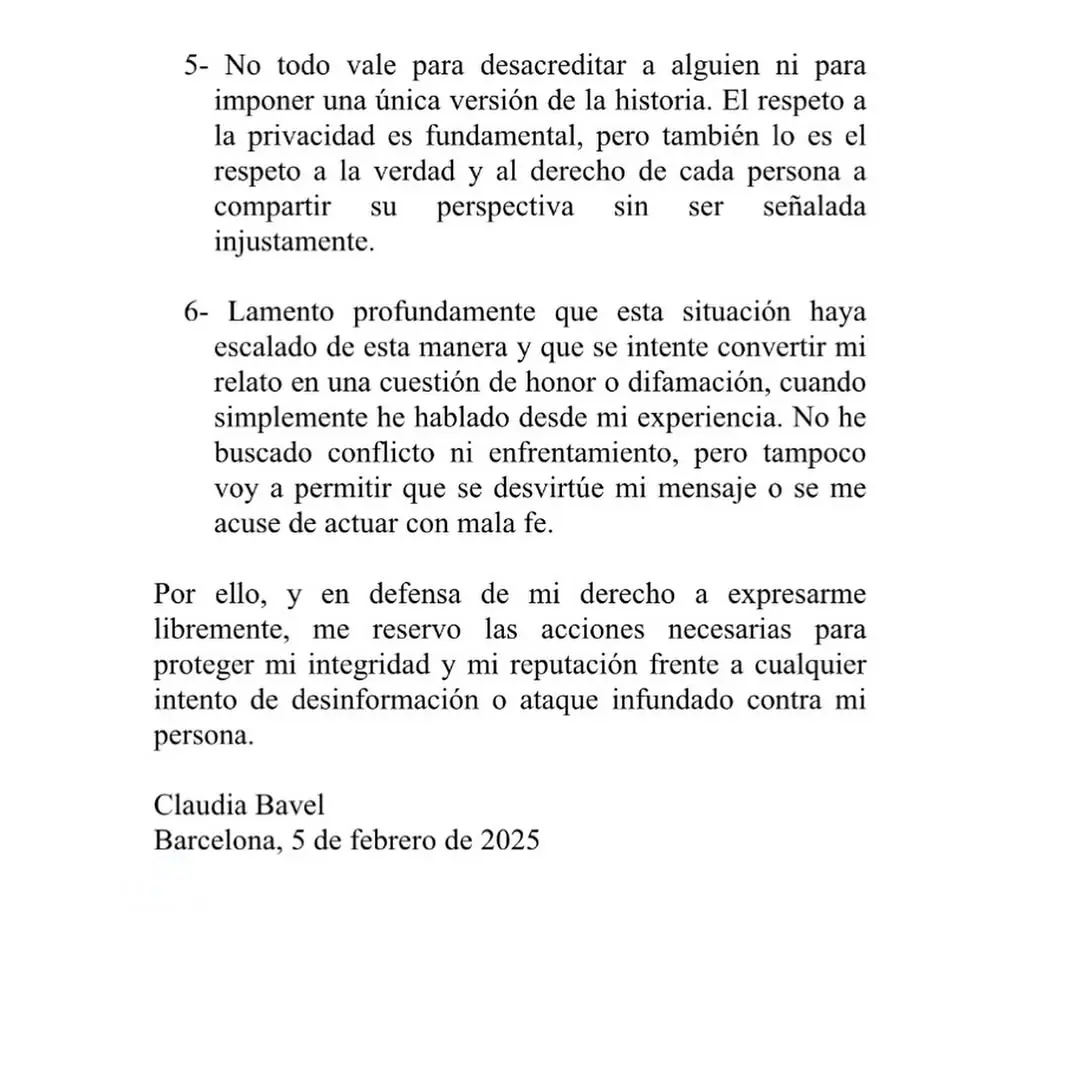 Comunicado Claudia Bavel.