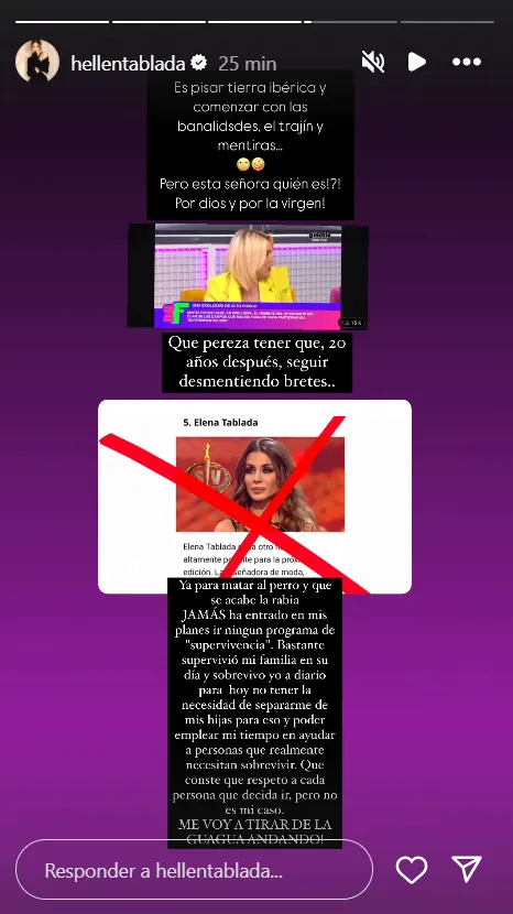 Elena Tablada responde a Marta Riesco en stories