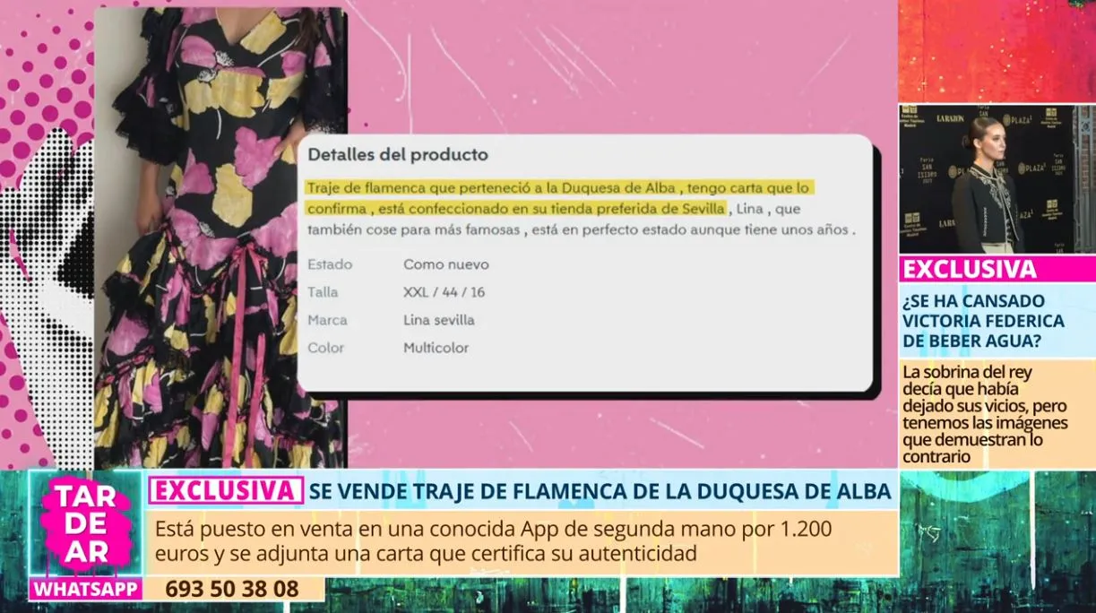 Un traje de flamenca de la duquesa de Alba, a la venta en internet.