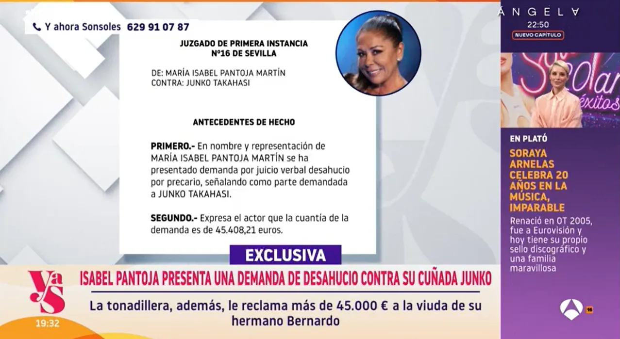 Y ahora Sonsoles habla de la demanda de desahucio de Isabel Pantoja a Junko