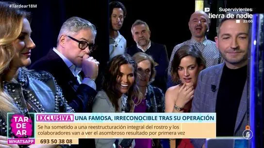 Los colaboradores de 'TardeAR' reaccionando a la nueva cara de Paola Olmedo