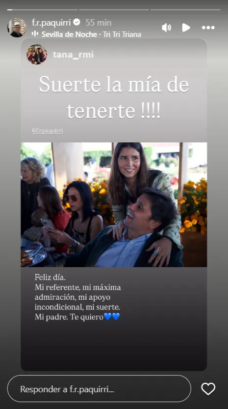 Tana Rivera felicita a su padre, Fran, por el Día del Padre