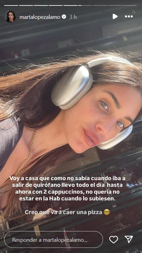 Story de Marta López Álamo dando detalles de la operación de Kiko Matamoros
